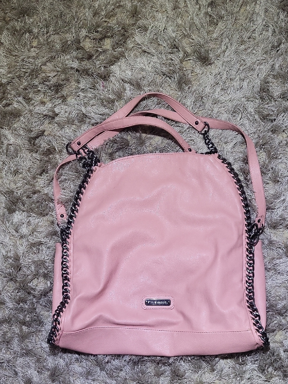 Y2K Steve Maddwn Women's Pink Chain-Trim Shoulder Bag